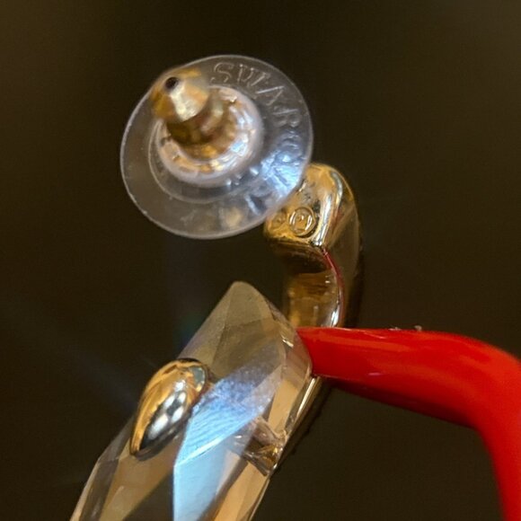 Champagne With Pave White Stone Swarovski Designer Earrings - Picture 4 of 7